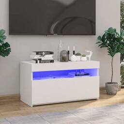 Berkfield Home TV Cabinet with LED Lights High Gloss White 75x35x40 cm - Size: 75 x 35 x 40 cm - thumbnail 2
