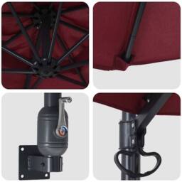 Berkfield Home Patio Umbrella Bordeaux red Polyester Large Collapsible in Burgundy - thumbnail 7