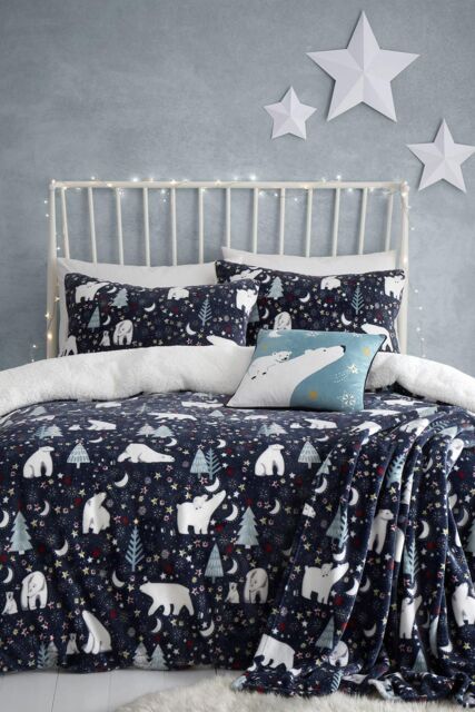 Fusion 'Starry Night' Cosy Fleece Duvet Cover Set in Blue - Size: Single - image 1