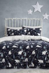 Fusion 'Starry Night' Cosy Fleece Duvet Cover Set in Blue - Size: Single - thumbnail 2