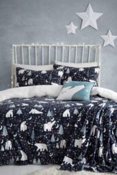 Fusion 'Starry Night' Cosy Fleece Duvet Cover Set in Blue - Size: Single - thumbnail 1
