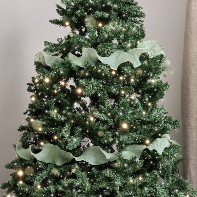 Melody Maison Green Sparkle Ruffle Christmas Tree Ribbon - 270cm (2.7m / 106.3') - image 1