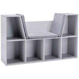 HOMCOM Toy Chest Kids Cabinet Storage Organizer for Toys Clothes Books in Grey - thumbnail 2