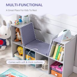 HOMCOM Toy Chest Kids Cabinet Storage Organizer for Toys Clothes Books in Grey - thumbnail 5