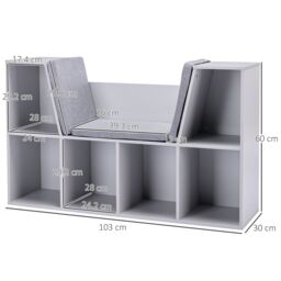 HOMCOM Toy Chest Kids Cabinet Storage Organizer for Toys Clothes Books in Grey - thumbnail 3