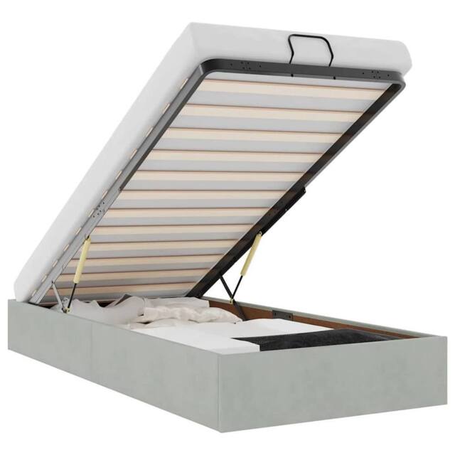 Berkfield Home Ottoman Bed Frame No Mattress Light Grey Single Velvet - image 1