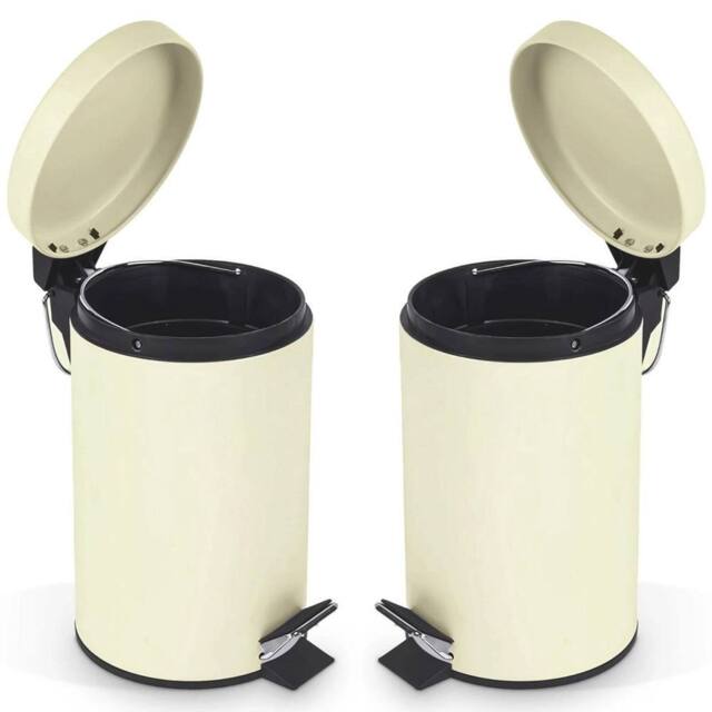 Havendro 3 Litre Bathroom Rubbish Pedal Bin Kitchen Toilet - Set of 2 in Cream - image 1