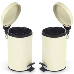 Havendro 3 Litre Bathroom Rubbish Pedal Bin Kitchen Toilet - Set of 2 in Cream