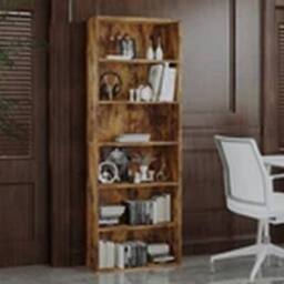 Havendro 6 Tier Large Bookcase Wooden Cube Storage Shelves Wood in Brown - thumbnail 4