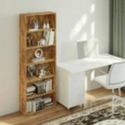 Havendro 6 Tier Large Bookcase Wooden Cube Storage Shelves Wood in Brown - thumbnail 3