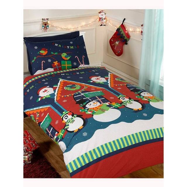 Rapport Santa´s Grotto Christmas Duvet Cover Set in Blue - Size: Single - image 1