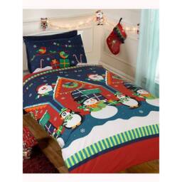 Rapport Santa´s Grotto Christmas Duvet Cover Set in Blue - Size: Single - thumbnail 3