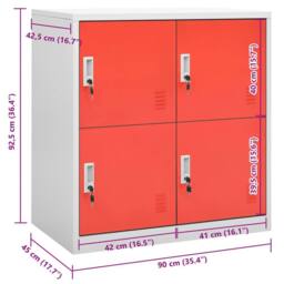 Berkfield Home Locker Cabinet Light Grey & Red 90x45x92.5 cm Steel - thumbnail 7