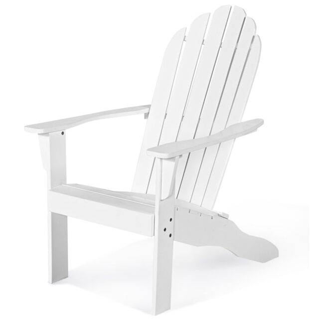 Costway Adirondack Chair Acacia Wood Adirondack Lounger Chair with Slatted Seating in White - image 1