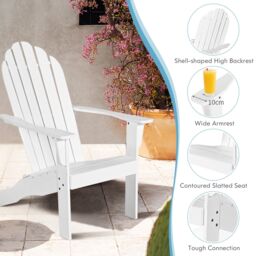 Costway Adirondack Chair Acacia Wood Adirondack Lounger Chair with Slatted Seating in White - thumbnail 4