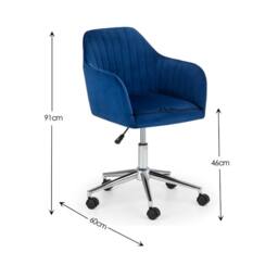 Cheshire Executive Ardmore Velvet Swivel Office Chair in Blue & Chrome - thumbnail 7