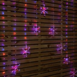 Samuel Alexander 1.2m x 1.2m Light up Snowflake Pin Wire Christmas Curtain Lights with 339 Rainbow LEDs - thumbnail 7