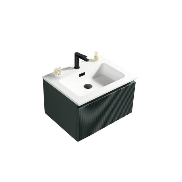 Bathroom Kingdom Flauto Midnight Wall Hung Basin Drawer Vanity 600mm in Blue - image 1
