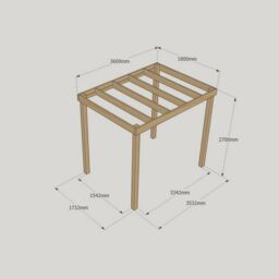 Rutland County Garden Furniture Ltd Box Pergola - Wood - L180 x W360 x H270 cm - Rustic Brown in Light Green - thumbnail 3