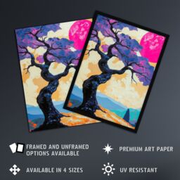 "Artery8 Jacaranda Purple Flower Tree Sunset Landscape Wall Art Print - Size: W24"" x H32""" - thumbnail 2