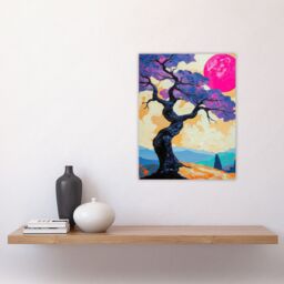 "Artery8 Jacaranda Purple Flower Tree Sunset Landscape Wall Art Print - Size: W24"" x H32""" - thumbnail 4