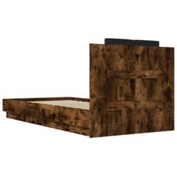 Berkfield Home Durable Bed Frame with LED without Mattress Smoked Oak 90x200 cm in Brown - thumbnail 8