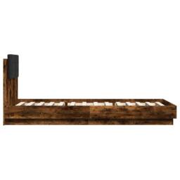 Berkfield Home Durable Bed Frame with LED without Mattress Smoked Oak 90x200 cm in Brown - thumbnail 7