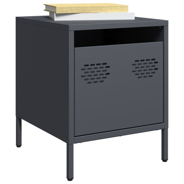 Berkfield Home Bedside Cabinets¬†2 pcs Anthracite 35x39x43.5 cm Steel in Black - image 1