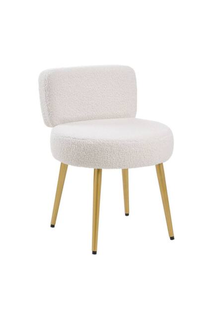 Garden Sanctuary Cream Faux Fur Vanity Stool Chair with Metal Legs - image 1