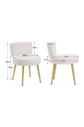 Garden Sanctuary Cream Faux Fur Vanity Stool Chair with Metal Legs - thumbnail 4