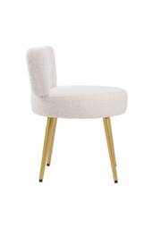 Garden Sanctuary Cream Faux Fur Vanity Stool Chair with Metal Legs - thumbnail 2