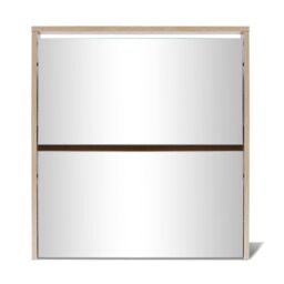 Berkfield Home Shoe Cabinet 2-Layer Mirror Oak 63x17x67 cm in Brown - Size: 63 x 17 x 67 cm - thumbnail 4