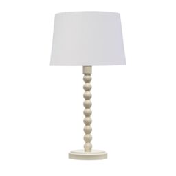 First Choice Lighting Set of 2 Bobbin - Ivory Lamps with White & Gold Shades - thumbnail 2
