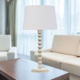First Choice Lighting Set of 2 Bobbin - Ivory Lamps with White & Gold Shades - thumbnail 7