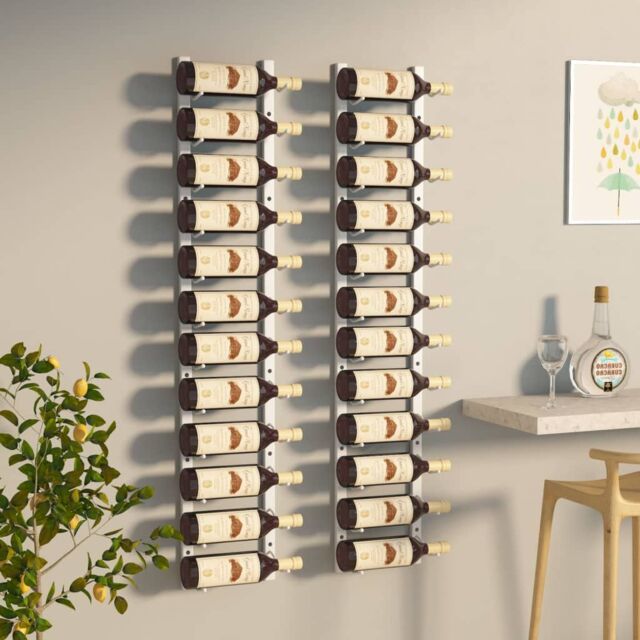 Berkfield Home Wall Mounted Wine Rack for 12 Bottles 2 pcs White Iron - image 1