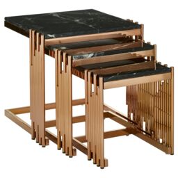 Orsina Durable Design Set Of 3 Square Nesting Tables, Luxurious Small Side Table By Couch, Functional Bedside Table in Gold - thumbnail 2