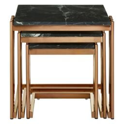 Orsina Durable Design Set Of 3 Square Nesting Tables, Luxurious Small Side Table By Couch, Functional Bedside Table in Gold - thumbnail 6