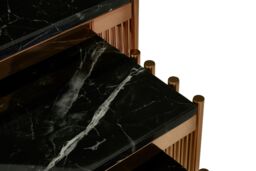Orsina Durable Design Set Of 3 Square Nesting Tables, Luxurious Small Side Table By Couch, Functional Bedside Table in Gold - thumbnail 5