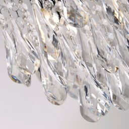 Lighting Collection 3Lt Ceiling Flush Chrome With Clear Acrylic Drops Ceiling Light in Silver - thumbnail 4
