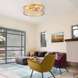 NIVOR 4 Light Gold Crystal Caged Ceiling Fan with Remote/APP Reversible E27 - thumbnail 8