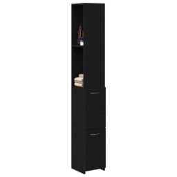 Berkfield Home Black Oak Bathroom Cabinet 25x25x170 cm Made of Engineered Wood - Size: 25 x 25 x 170 cm - thumbnail 3