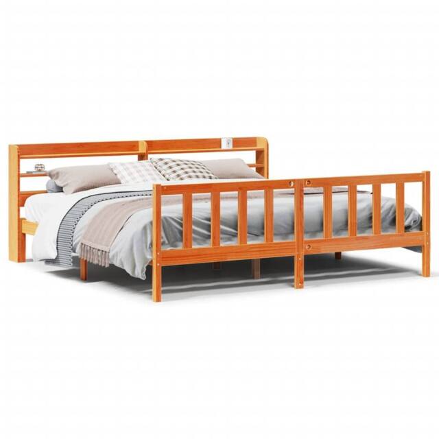 Berkfield Home Bed Frame with Headboard Frame Wax Brown 180x200 cm Super King - image 1