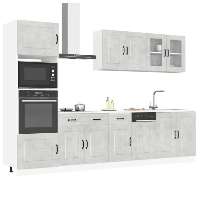 Berkfield Home 7 Piece Kitchen Cabinet Set Kalmar Concrete Grey Engineered Wood - image 1