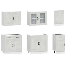 Berkfield Home 7 Piece Kitchen Cabinet Set Kalmar Concrete Grey Engineered Wood - thumbnail 4