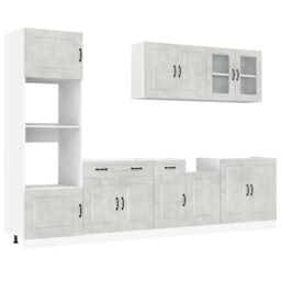 Berkfield Home 7 Piece Kitchen Cabinet Set Kalmar Concrete Grey Engineered Wood - thumbnail 2