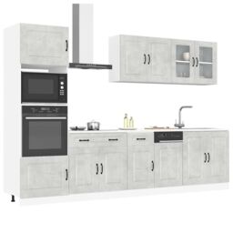 Berkfield Home 7 Piece Kitchen Cabinet Set Kalmar Concrete Grey Engineered Wood - thumbnail 1