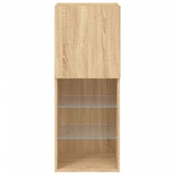 Berkfield Home TV Cabinet with LED Lights Sonoma Oak 40.5x30x102 cm in Brown - thumbnail 9