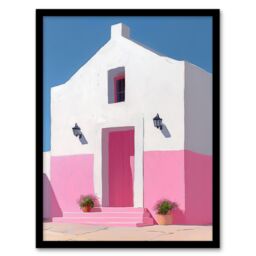 "Artery8 Spanish Pink Minimalist Architecture Painting Framed Art Print - Size: W12"" x H16""" - thumbnail 1