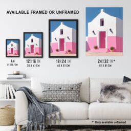 "Artery8 Spanish Pink Minimalist Architecture Painting Framed Art Print - Size: W12"" x H16""" - thumbnail 3