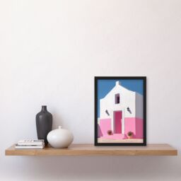 "Artery8 Spanish Pink Minimalist Architecture Painting Framed Art Print - Size: W12"" x H16""" - thumbnail 4